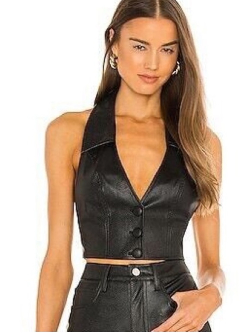 Danielle Embossed Croc Halter Crop Top